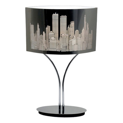 Lampara De Mesa New York City Cromo Apto Led Deco Moderno