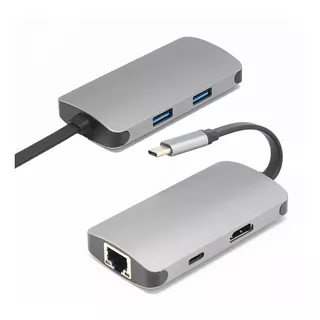 Adaptador Usb C Para Hdmi 4k, Hub Usb 3.0, Rj45, 5 Em 1 905