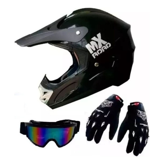 Casco Enduro Mx Road +guantes + Antiparras - Fas Motos **