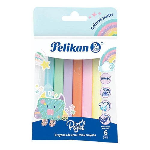 6 Crayones Jumbo Colores Pastel Pelikan Niños Escolar Dibujo