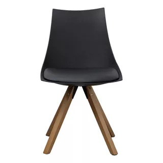 Set De 2 Sillas Para Comedor Minimalista Malaga Color De La Estructura De La Silla Natural Color Del Asiento Negro Diseño De La Tela Vinil