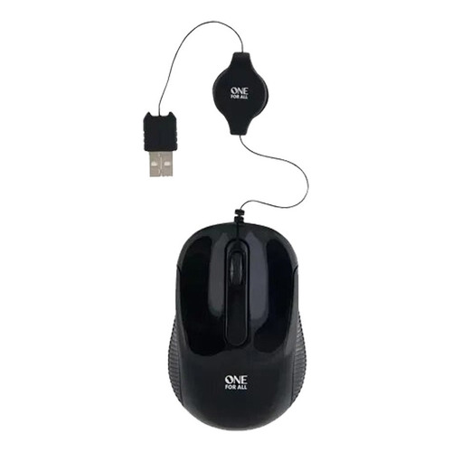 Mouse One For All Usb Traveler Óptico Ideal Para Viajar Color Negro