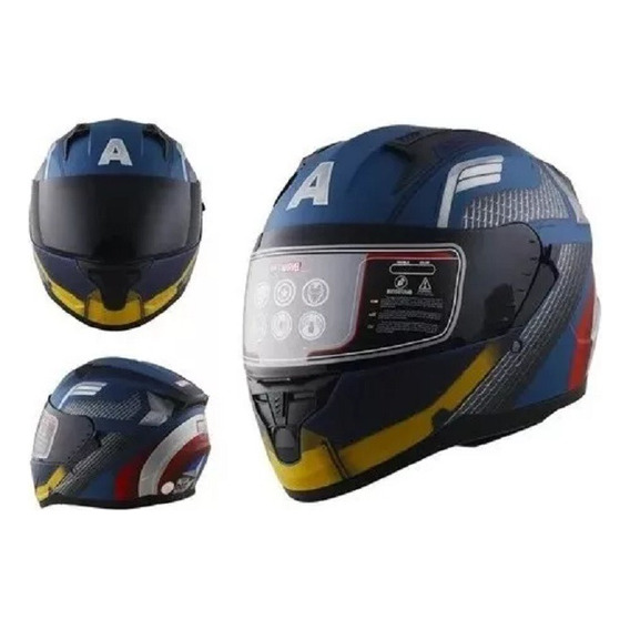 Casco Integral Moto Edge Marvel Capitan America Motos.shop