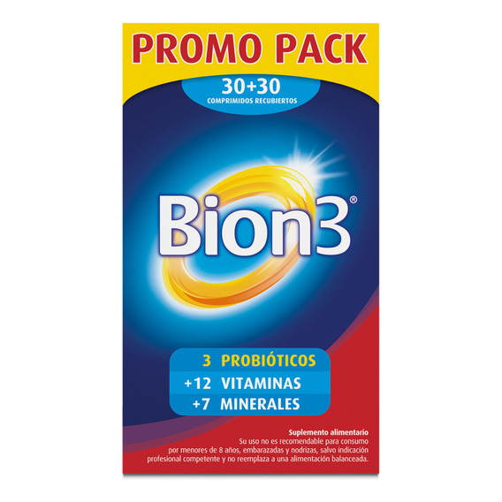 Pack Bion 3 Vitaminas Minerales Y Probióticos 60 Comprimidos