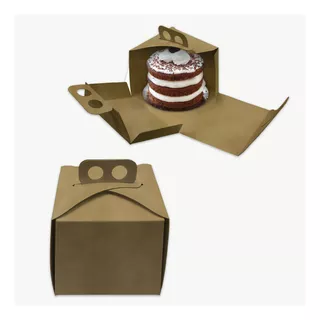 Cajas Para Torta Individual Mini 11.5*11.5*10 Kraft Pack 50