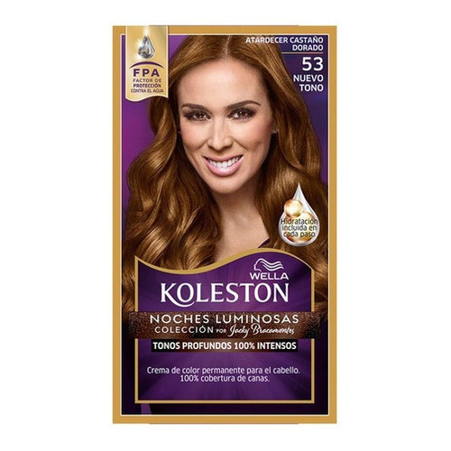 Kit Tinta Wella  Koleston Coloración en crema tono 53 atardecer castaño dorado 20Vol. para cabello