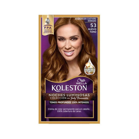 Kit Tinta Wella  Koleston Coloración en crema tono 53 atardecer castaño dorado 20Vol. para cabello