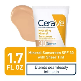 Cerave Hydrating Sunscreen Face Sheer Tint Spf 30 Pms Cv9