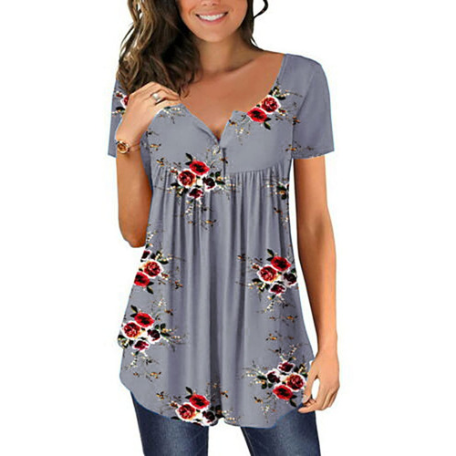 Top De Vestir 9003 Camiseta Con Estampado Floral Para Mujer 