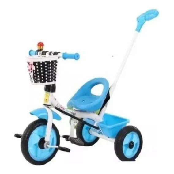 Triciclo Metalico Azul Con Control Parental 2 Cestas 
