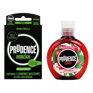 Condones Prudence Neón + Lubricante Prudence Grosella 75 Ml