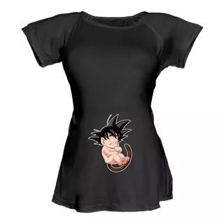Blusa Para Embarazo Ranglan Negra - Dragon Ball Goku