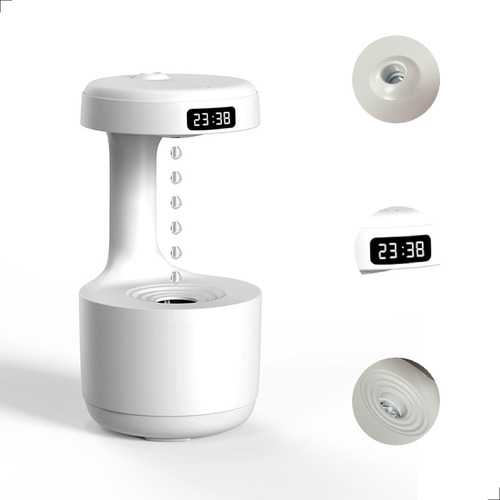 Humidificador difusor antigravedad para aire y agua, 800 ml, reloj Le Color Diffuser Drop, diseño antigravedad, diseño integrado, habitación blanca
