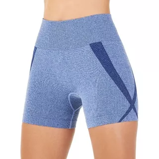 Short Fitness Mescla Sem Costura Azul-v02