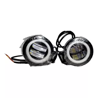 Par Faros Redondo Led 20w Lupa 7d Ojo De Ángel Azul Y Ambar