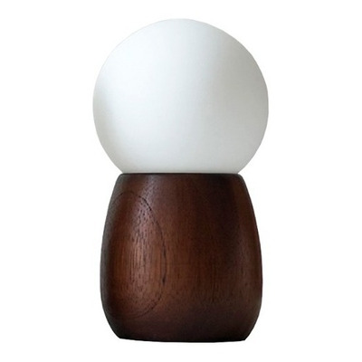 Lampara De Mesa Tunito Madera Vidrio Opal Apto Led E27 Obj 
