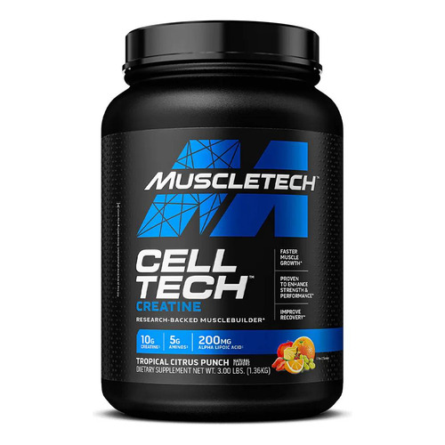 Suplemento en polvo MuscleTech  Cell-Tech creatina sabor ponche de cítricos en pote de 1.36kg