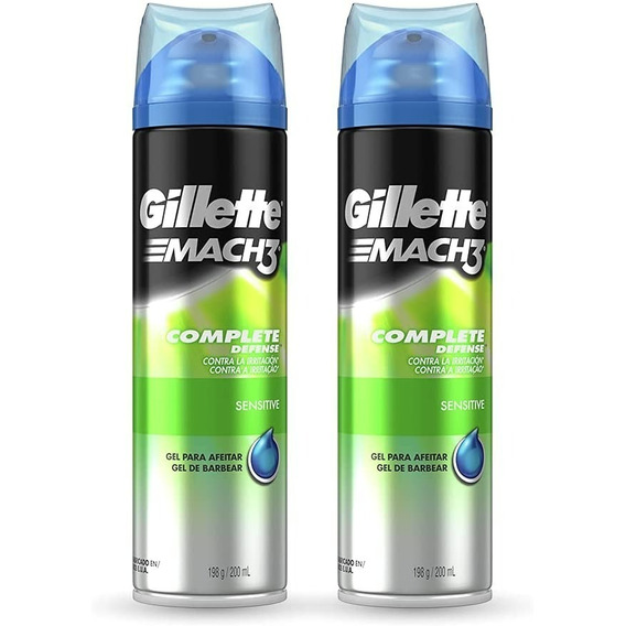 Gillette gel de afeitar pack X2 latas mach3 sensitive 200ml