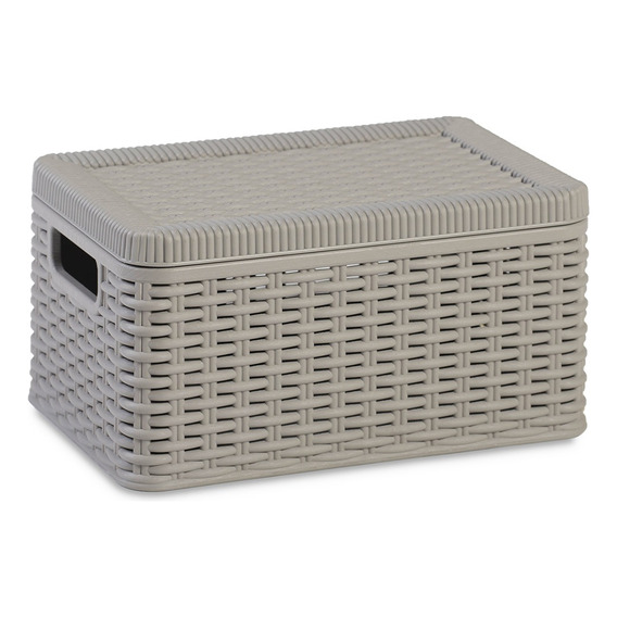 Caja Plastica Organizadora Ratan 9 Lts Con Tapa Dea Home Mm Color Gris Decora