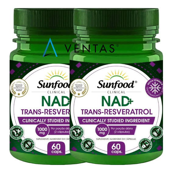 Nad + Trans Resveratrol - 120 Cápsulas Sunfood
