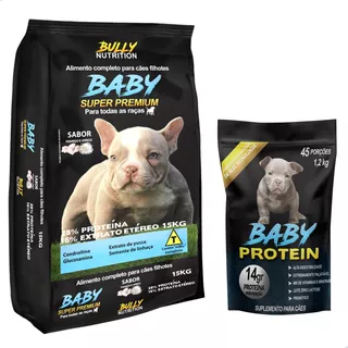 Ração 15kg Super Premium Filhote + Suplemento Baby Protein 