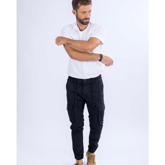 Pantalon Cargo De Hombre Ufo Rebel Negro Super Oferta