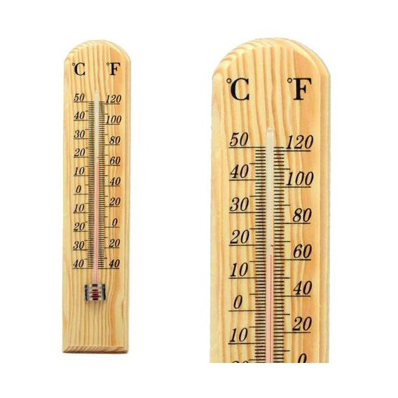 Termometro Para Ambientes En Base Madera 27x 6 Cm -40º A 50º