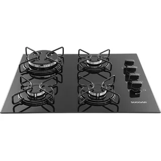 Fogão De Mesa Cooktop 4 Bocas Vidro Preto À Gás Fg4304avp 110v / 220v (dupla Voltagem)