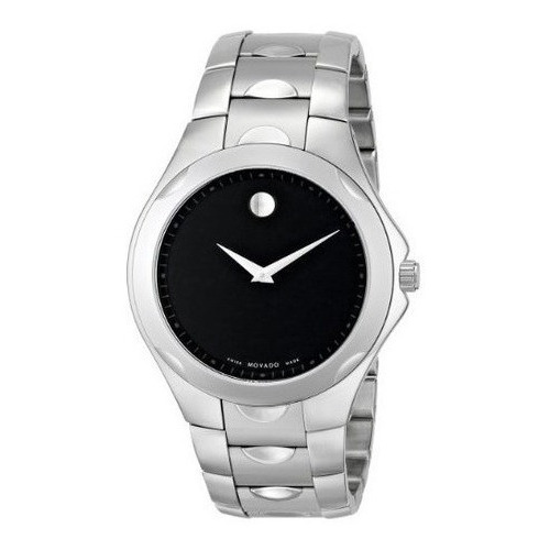Reloj pulsera Luno 606378 con correa de acero inoxidable color plateado - fondo negro