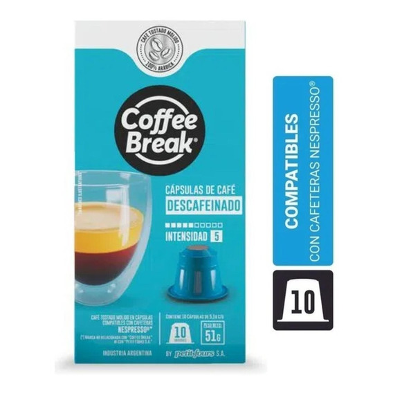 Capsulas Cafe Descafeinado Para Nespresso Coffee Break X10