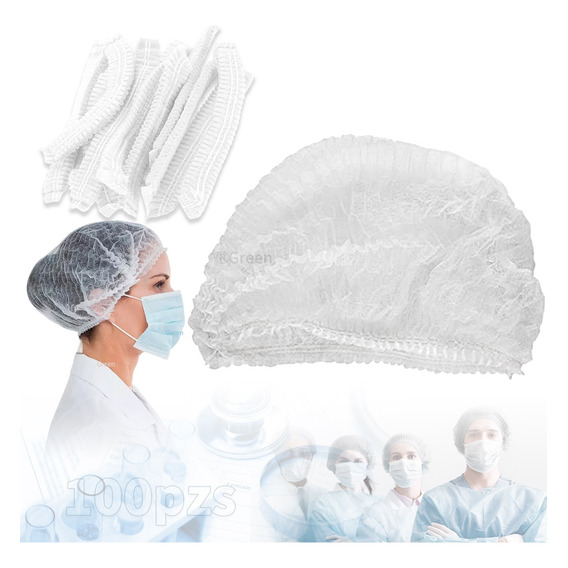 Pack 100 Gorro / Cofias Desechable Blanca Tela No Tejida