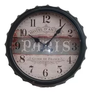 Reloj Retro Vintage Motivo Paris Marco Metal Tapa De Botella