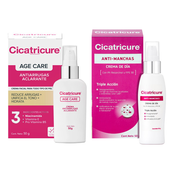 Cicatricure Crema Antimanchas + Age Care Aclarante 50g C/u