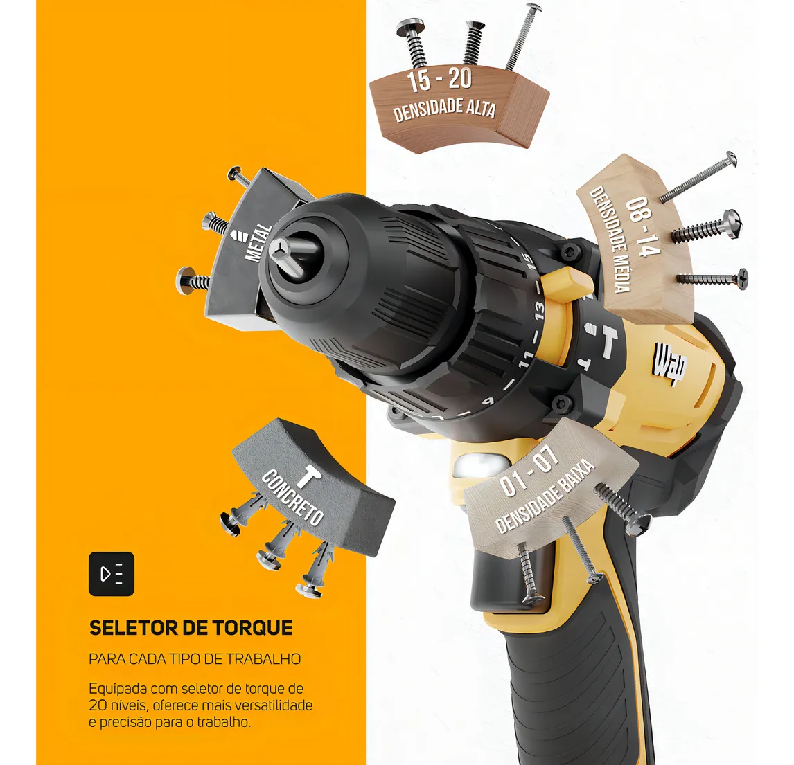 Parafusadeira e Furadeira de Impacto 3/8" WAP K21 ID02 2000 mAh - Imagem 7
