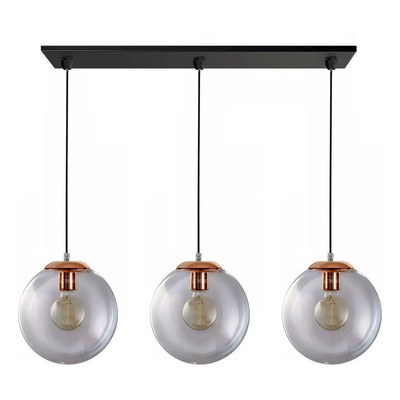 Colgante 3 Luces Globo 25cm Cobre Deco Moderno Apto Led E-27