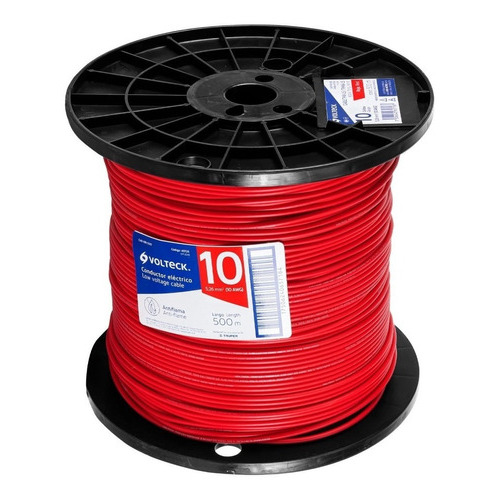 Carrete 500mt Cable Calibe 10 Thhw-ls Rojo Volteck 40126