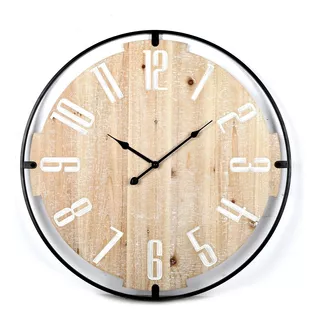 Reloj De Pared Mdf/hierro  Numeros Blancos