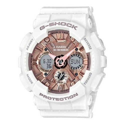 Reloj Casio G Shock Gma-s120mf-7a2 Femenino Color de la correa Blanco Color del fondo Oro Rosa