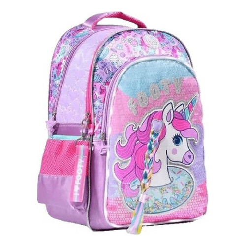 Mochila Espalda Sweet Unicornio Con Luz Led 18p - Footy Color Violeta