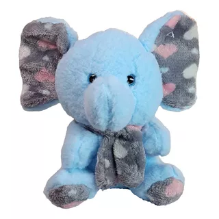 Elefante De Pelúcia Cachecol Olho Com Brilho 20cms - Azul