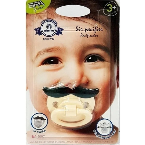 Chupete Pacificador Labios O Bigotes Infantec Color Beige O Transparente Período De Edad 3 + Meses