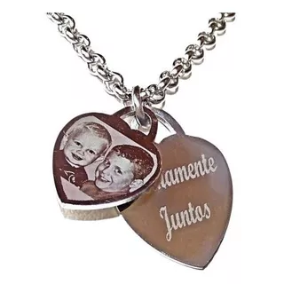 Foto Medalla Acero Quirúrgico Personalizada Corazón + Cadena