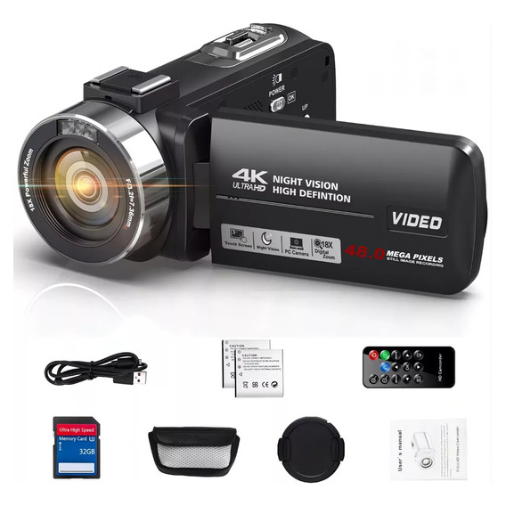 Videocamara 4k 48mp Visión Nocturna Ir Con Control Remoto