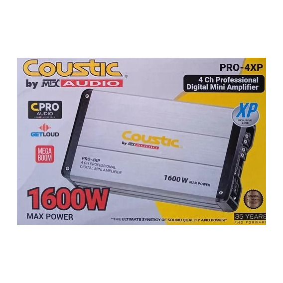 Amplificador De 4 Canales Clase D Coustic Pro-4xp 1600w Max Color Gris