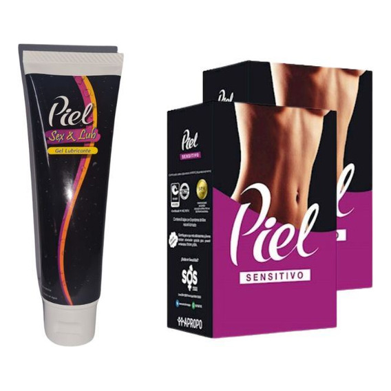 Pack X2 Piel Condonsensitivo Con Aros+gel Lubricante Sex&lub
