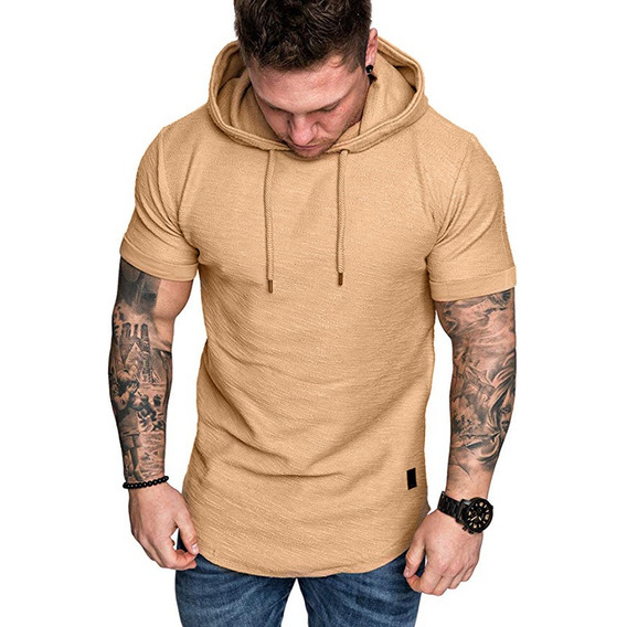 Poleron Algodon Canguro Capucha Hombre Para Estampar Playera Manga Corta Con Capucha De Color Entero Unisex