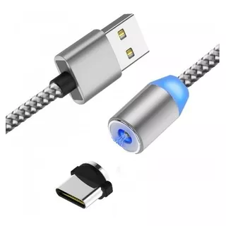 Cable Usb Magnético Metálico Tipo C, Carga Ráp, Plateado