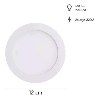 Spot Plafon Panel Led 6w Embutir Redondo Moderno Luz Desing