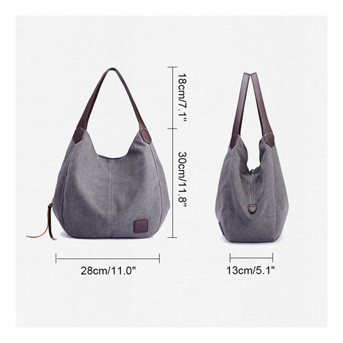 Bolso De Hombro De Lona Para Mujer, Bolsos Multibolsillos