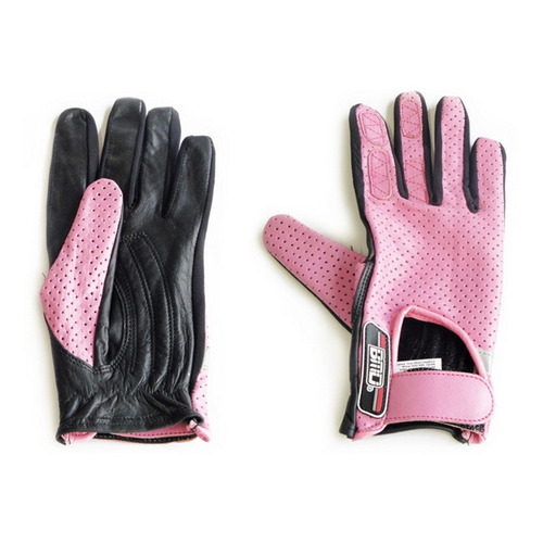 Guantes Motociclista Piel Completo Dama Rosa Bmd Talla G